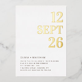 Modern Minimalist Gold Wedding | Clean Photo Folieneinladung