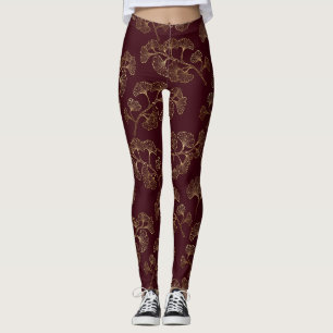 Modern minimalist goldenes Blatt Marone Leggings