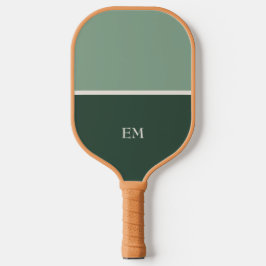 Modern Minimalist Green Monogrammed Initials Pickleball Schläger