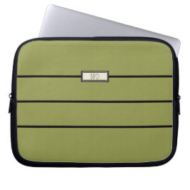 Modern Minimalist Green Monogrammed Laptopschutzhülle