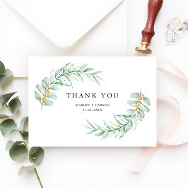 Modern Minimalist Greenery Foliage Wedding Dankeskarte