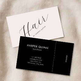 Modern Minimalist Hair Stylist Script Blush Pink Visitenkarte