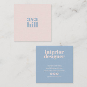 Modern minimalist hellrosa-blaues professionelles quadratische visitenkarte
