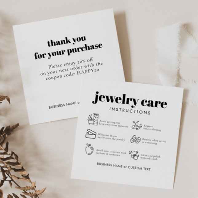 Modern Minimalist Jewelry Care Thank You Business  Begleitkarte (Von Creator hochgeladen)