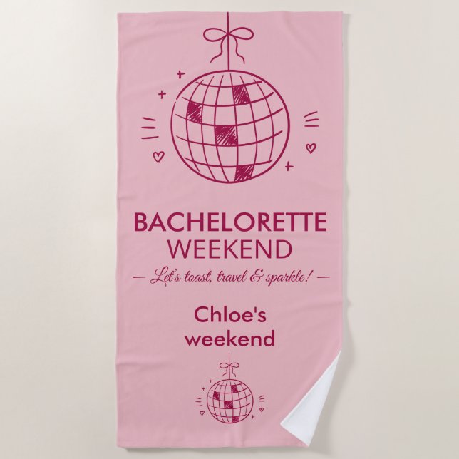 Modern-minimalist-Junggesellinnen-Abschied | Rosa  Strandtuch (Vorderseite)