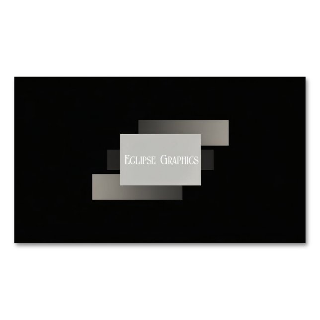 Modern Minimalist Layered Geometric Grey Black Magnetische Visitenkarte (Vorderseite)