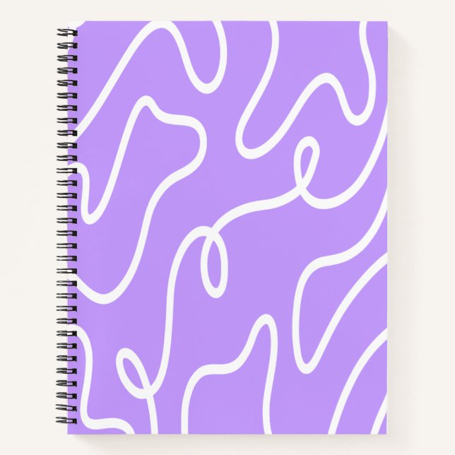 Modern Minimalist Line Art Lavender Purple Wavy Notizbuch (Vorderseite)