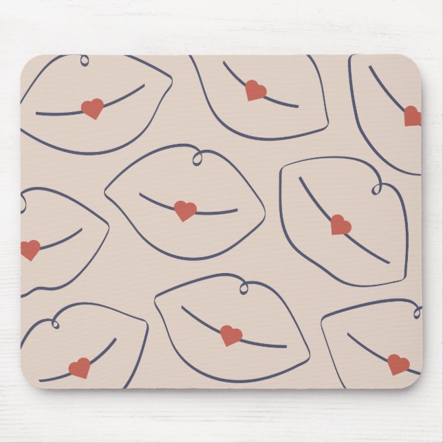 Modern Minimalist Line Art Lips Terracotta Red Mousepad (Vorne)