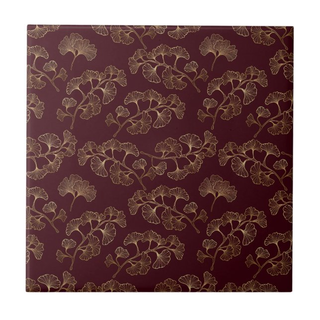 Modern minimalist Marone mit Goldblatt Fliese (Vorderseite)