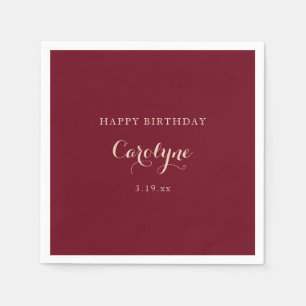 Modern minimalist marroter Geburtstag Serviette