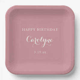 Modern Minimalist Mauve Birthday  Pappteller