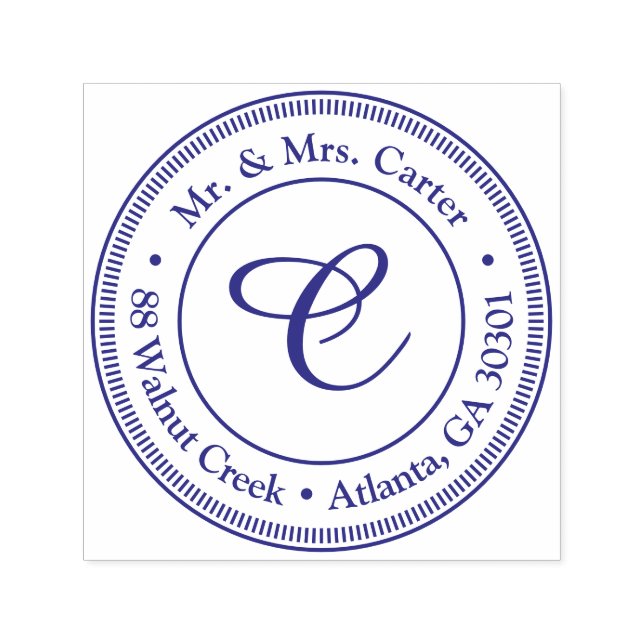 Modern Minimalist Monogram Family Name Rubber Permastempel (Design)