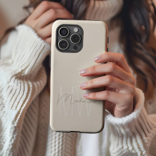Modern minimalist Monogramm Creme iPhone 16 Pro Max Hülle
