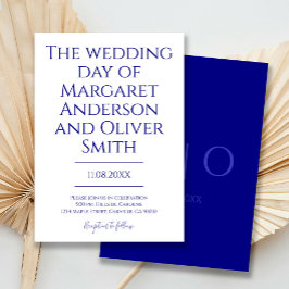 Modern Minimalist Navy Blue Trendy Wedding  Einladung