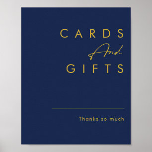 Modern minimalist navyblau   Goldene Karten und Ge Poster
