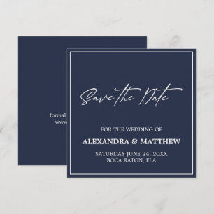 Modern minimalist navyblau save the date