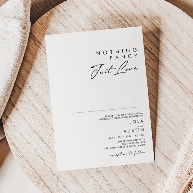Modern Minimalist Nothing Fancy Just Love Wedding Einladung (Von Creator hochgeladen)