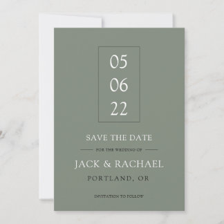 Modern minimalist Oliven Grün elegant Save The Date