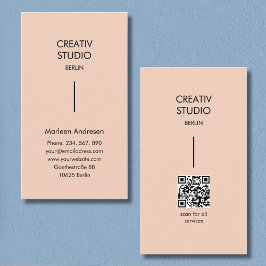 Modern Minimalist Peach Beige Black Visitenkarte