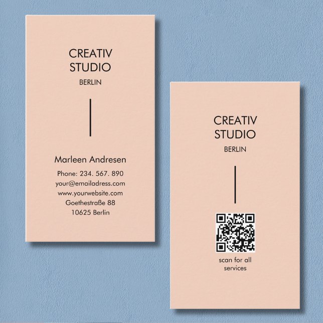 Modern Minimalist Peach Beige Black Visitenkarte (Modern Minimalist Peach Beige Black Business Card)