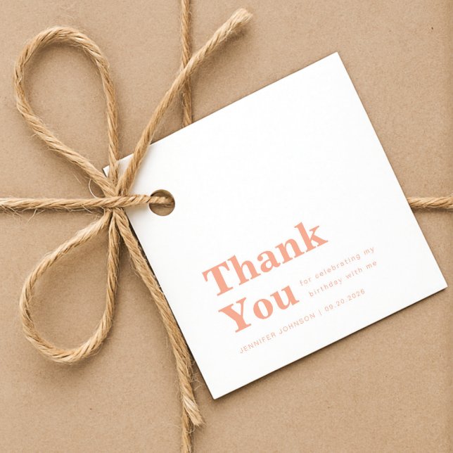 Modern Minimalist Peach Birthday  Geschenkanhänger (Modern Minimalist Peach Birthday Favor Tags)