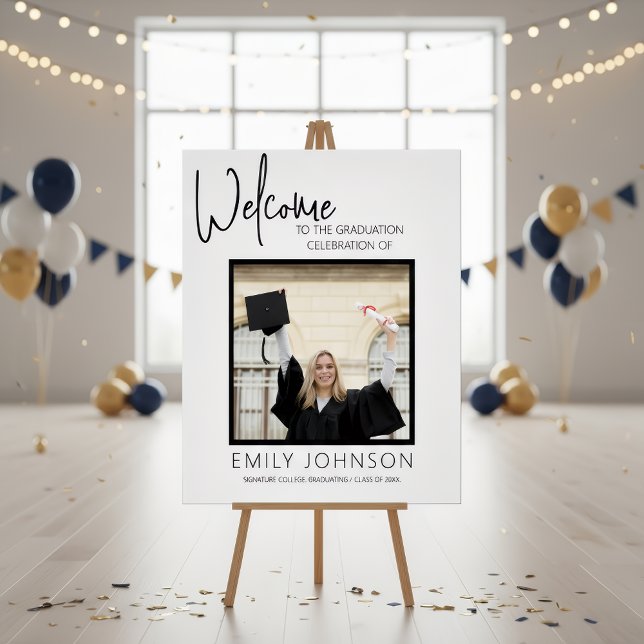 Modern Minimalist Photo Graduation Welcome Sign Poster (Von Creator hochgeladen)