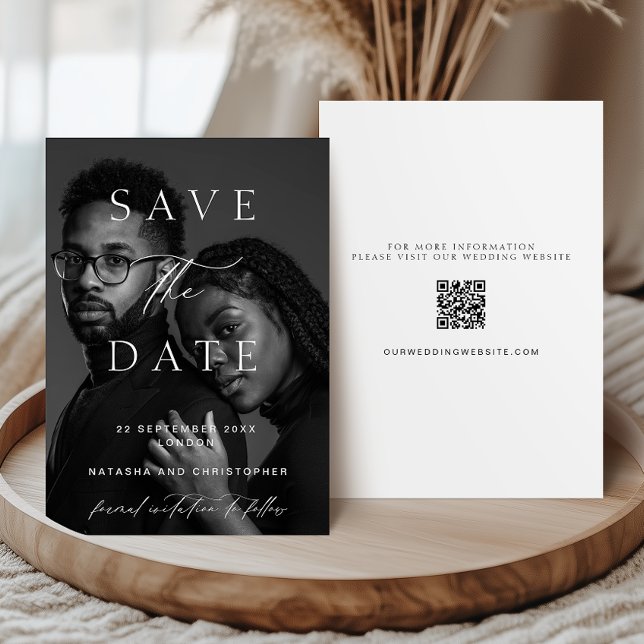 Modern Minimalist Photo Overlay QR Code Wedding Save The Date (Von Creator hochgeladen)