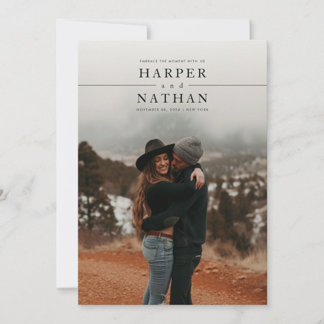 Modern Minimalist Photo QR Code Wedding Einladung (Vorderseite)