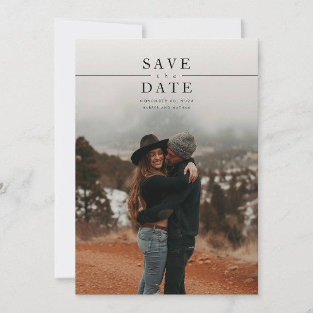 Modern Minimalist Photo QR Code Wedding Save The Date (Vorderseite)