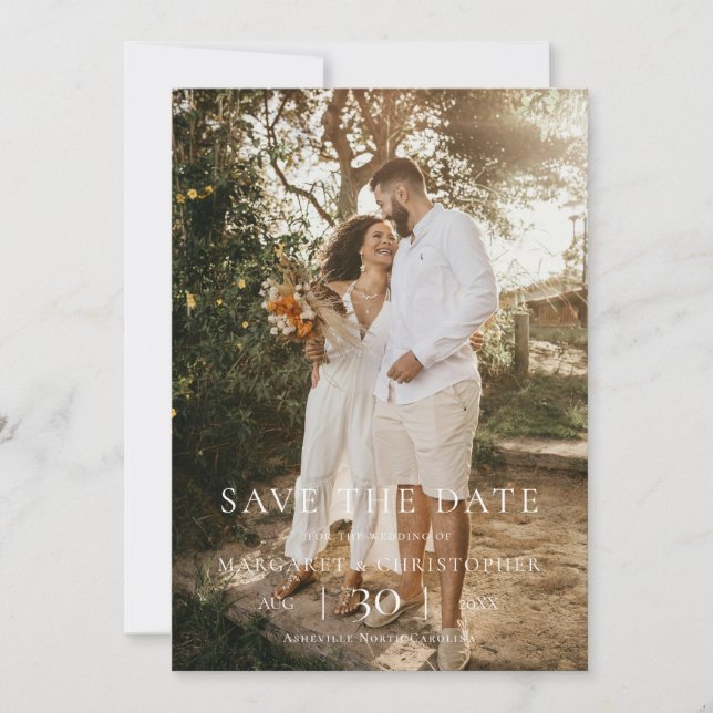 Modern Minimalist Photo Wedding Save the Date (Vorderseite)