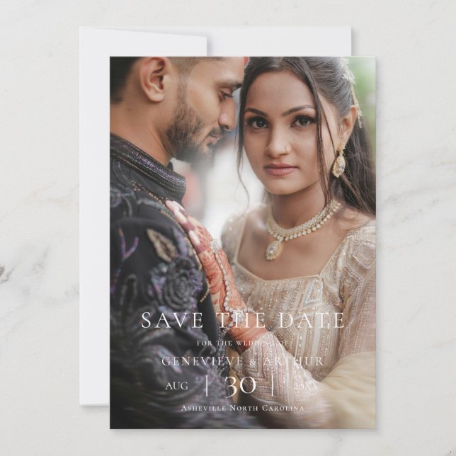 Modern Minimalist Photo Wedding Save the Date (Vorderseite)