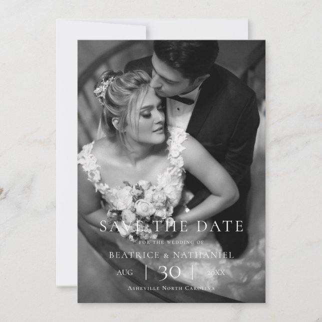 Modern Minimalist Photo Wedding Save the Date (Devant)