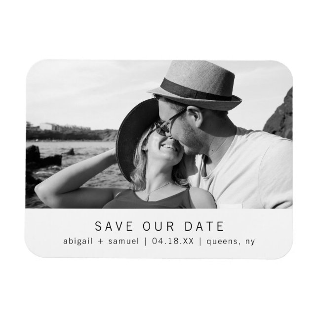 Modern Minimalist Photo Wedding Save the Date Magnet (Horizontal)
