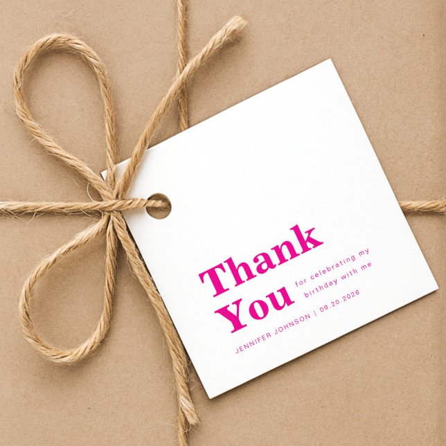 Modern Minimalist Pink Birthday  Geschenkanhänger (Modern Minimalist Pink Birthday Favor Tags)