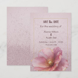 Modern Minimalist Pink Gold Wedding Save the Date