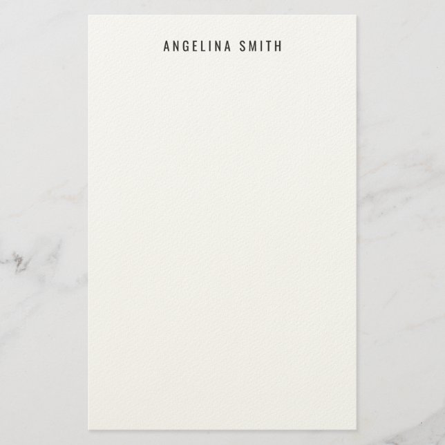 Modern Minimalist Plain Simple Black White Briefpapier (Vorderseite)