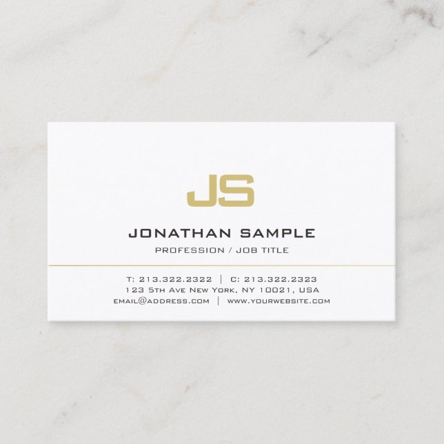 Modern Minimalist Professional Elegant Monogram Visitenkarte (Vorderseite)