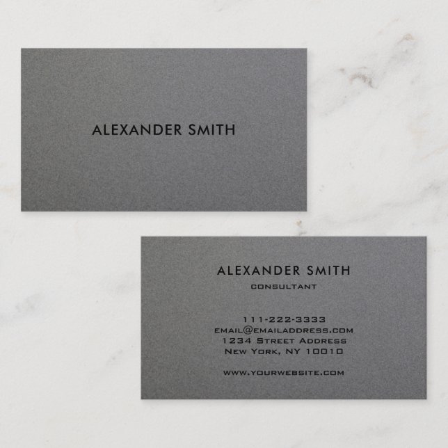 Modern minimalist professional gray metal style visitenkarte (Vorne/Hinten)