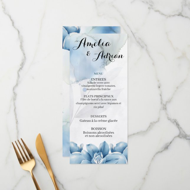Modern Minimalist Reception Dinner Menu (Devant/Arrière en situation)