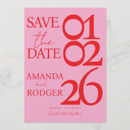 Modern Minimalist Red Pink Save the Date  Einladung