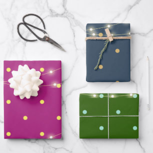 Modern minimalist Rosa Blau Grün Geschenkpapier Set
