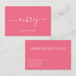 Modern minimalist rosa weiße Schrift Visitenkarte