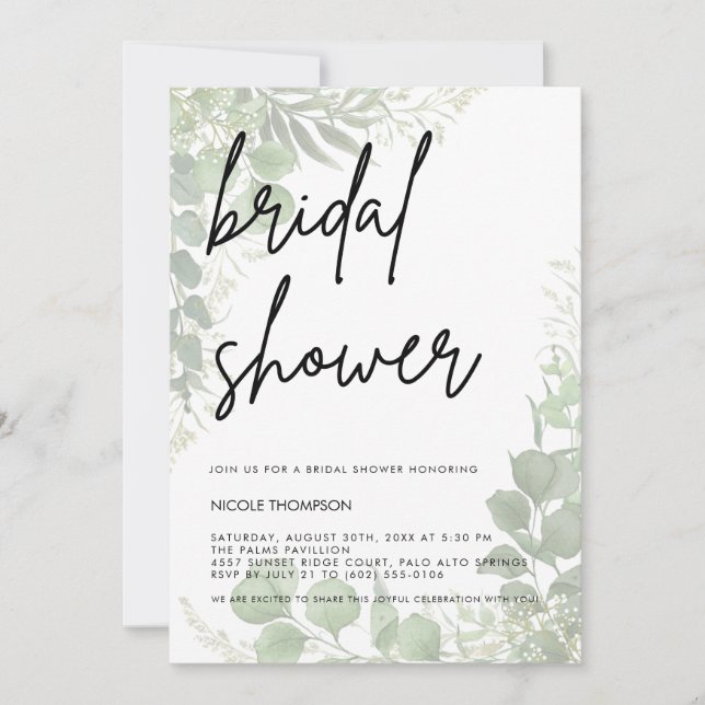 Modern Minimalist Sage Bridal Shower Invitation (Devant)