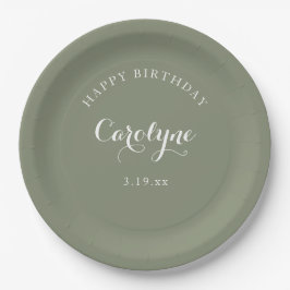 Modern Minimalist Sage Green Birthday  Pappteller