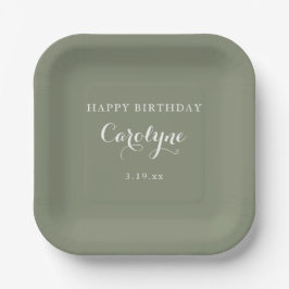 Modern Minimalist Sage Green Birthday  Pappteller
