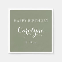 Modern Minimalist Sage Green Birthday 