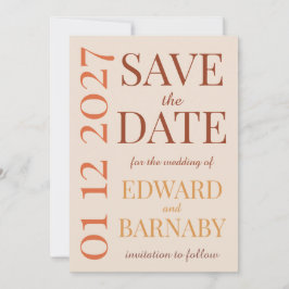 Modern Minimalist Save the Date Card with Oversize