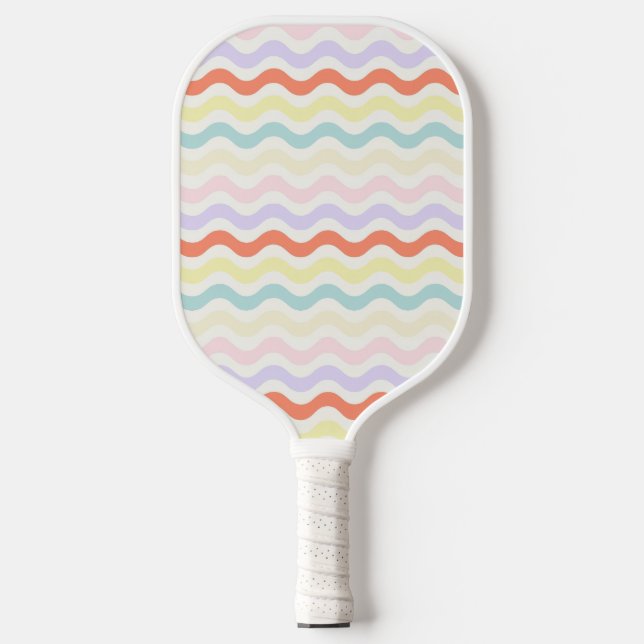 Modern Minimalist Scalloped Pastel Waves Linear Pickleball Schläger (Vorderseite)