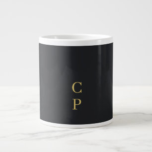 Modern minimalist schwarz & gold farbmonogramm Jumbo-Tasse