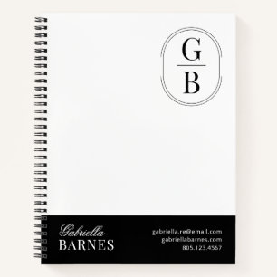 Modern minimalist Schwarz & Weiß Bold Notizbuch